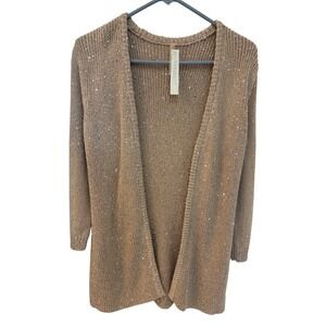 Adrienne Vittadini Dark Oat Sequin‎ Open Front Cardigan Sweater - Size M
NWT